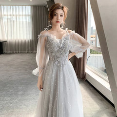 BXOXO DRESS TO IMPRESS Bridesmaid Dress Temperament Lantern Sleeve Sequin Party Dress Fairy Stage Performance Dress Elegant Banquet Dress A-Long Dress