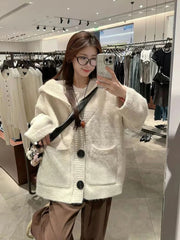 Bxoxo Korean Knitted Hoodie Sweater Women Autumn New Loose Lazy Style Long Sleeve Cardigan Fashion Single Breasted V Neck Knit Coats