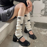 Bxoxo Coquette Leg Warmers y2k Aesthetic Women Harajuku Bow Decor Solid Color Socks Lolita Accessories Underwear
