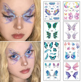 BXOXO Fairy Butterfly Wings Shiny Tattoo Sticker Waterproof Eyes Face Hand Body Art Fake Tattoos For Women Makeup Dance Music Festival