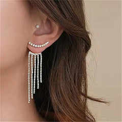 BXOXO Luxury Women's Earrings Rhinestone Fringe Hanging Zircon Earrings New Shiny Wedding Statement Party Jewelry Gifts