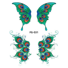BXOXO 1Sheet Fairy Butterfly Wings Shiny Tattoo Sticker Waterproof Eyes Face Art Fake Tattoos for Women Makeup Dance Music Festival