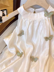 BXOXO 3D Bufferfly Halter Tanks Women Sweet Fashion Loose Elegant Tanks Korean Chic Causal Summer Female All Match Sleeveless Top