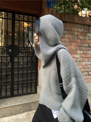 Bxoxo Women's Hooded Cardigan Button Up with Pocket Knitted Sweater Hoodie Slouchy Knitwear Fall Winter Casual Chic Outfit