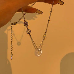 BXOXO New Chinese Style Stone Buckle Necklace New Female Minority Design Sense Clavicle Chain Neck Chain Aesthetic Jewelry