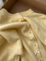 Bxoxo Sweet Bow Knit Cardigan Women Autumn Winter Loose Long Sleeve Casual Sweater Female Streetwear All Match Knitted Pullover New