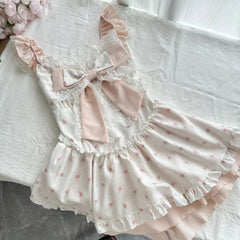 Bxoxo White Bubble Short Pants Floral Print Midi Dress Sleepwear Spring Summer New Arrival Women's Dress Elastic Waist Polyester Fiber