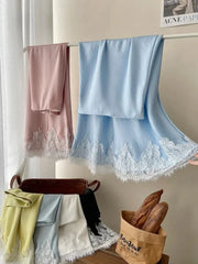 Bxoxo Elegant Satin Skirt Women French Style Lace Patchwork Long Skirts Fairycore Fashion Slim Up A-line Skirts Aesthetics