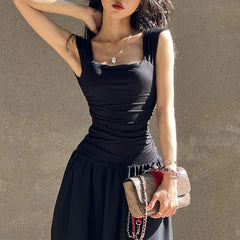 BXOXO Summer Black Sexy TANK Dress Women Sleeveless Bodycon Casual Gothic A-LINE Dress Female Club Party Elegant Fashion Streetwear