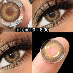 BXOXO 1Pair 0~-8.00 Myopia Colored Contact Lenses with Degree Pupils Blue Lenses Green Lens Color Beautiful Eye Yearly Use