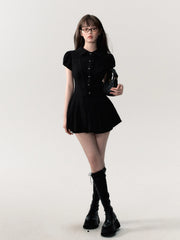 Bxoxo High Quality Dress A-line Elegant Sexy Lace Short Sleeved Shirt Skirt Commuting College Style Decoration Retro Dress Vestido Y2k