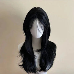 BXOXO Black Wig Female Headband Body Wavy Rose Hair Net Models in French Bangs High Quality Simulation Hair Synthetic Wig 가발