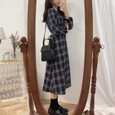 Bxoxo Vintage Plaid Dresses for Women Autumn Winter Full Spring 2025 Elegant Luxury Korean Fashion A Line G X Woman Long Sleeve Dress
