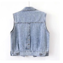 Bxoxo Fashion Design Sequins Denim Vest Summer Autumn Women's Waistcoat Korean Leeveless Denim Jeans Jacket Female Vest Tops