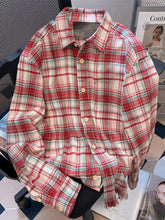 Bxoxo Red Plaid American Shirt Women Oversize Loose Vintage Long Sleeve Fall Blouse Streetwear Harajuku Retro Casual Bf All Match Tops