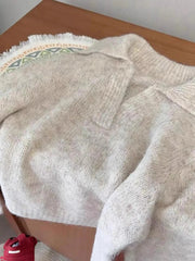 Bxoxo Autumn Knit Sweaters for Women Fashion Simple Basic Solid V Neck Pullovers Korean Chic Lapel All Match Jumpers Mujer New