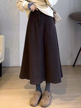 Bxoxo Winter Fuax Woolen Coat for Women Y2K High Waist Loose Warm Casual Midi Skirts Korean Elegant Office Lady Blended A Line Skirts
