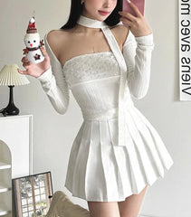 BXOXO White Sweet Gentle Intellectual All-Match Leisure Autumn Travel Mature Beautiful Women'S Removable Collar Short Top