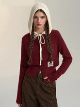 Bxoxo Vintage Streetwear Hooded Cardigan Women Long Sleeve Hollow Out Patchwork Knitted Sweaters American Retro Lace Up Lace Tops