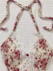 BXOXO Harajuku Lace Halter Slim Y2K Goth Sling Korea Floral Punk Vintage 2000s Backless Woman clothing Crop Top V-Neck Summer Tees Emo