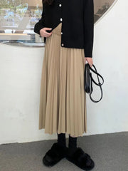 Bxoxo Maternity dress Pleated Thick Warm Maternity Skirts Elastic Waist Belly Casual Clothes for Pregnant Women Clothing Pregnancy