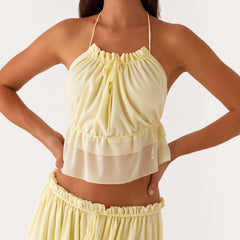 BXOXO Women Summer Crop Camisole Casual Cross Straps Tie up Backless Spaghetti Straps Tank Tops for Club Streetwear