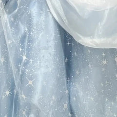 BXOXO Customized Temperament Blue Prom Dresses Removable Shoulder Jacquard Vestido Fiesta France Vintage Sweet Princess Fairy Evening