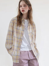 Bxoxo Sweet Yellow Plaid Shirt Women Casual Vintage Long Sleeve Pocket Blouse American Fall Preppy Style Female Retro Loose Tops New