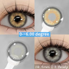 BXOXO 1Pair Myopia Lenses Color Contact Lenses With Diopters Prescription Natural Yaerly Brown Lenses Gray Colored Contacts