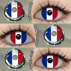 BXOXO 1 Pair Colored Contact Lenses Cosplay Colorful Contact Blue Eyes Contact Anime Red Lenses Halloween white Lenses