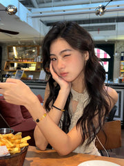 BXOXO Y2k Fairycore Halterneck T Shirt Women Sleeveless Lace Patchwork Tank Tops Irregular Ruffles Camis 2000s Aesthetic Tops