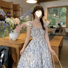 Bxoxo Summer Fresh French Style Sleeveless Dress Soft Backless Slim Fit High Waist Appears Slim Long Dress Women