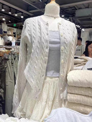 Bxoxo Flower Chic Cardigan Sweater Woman Round Neck Long Sleeve Single Breasted Cotton Outerwear Autumn Casual Loose Sweaters