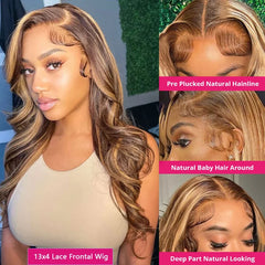BXOXO Highlight Wig 100% Human Hair 13x6 Hd Lace Frontal Wig Honey Blonde Lace Front Wigs human Hair Body Wave 4x4 5x5 Closure Wig