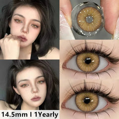 BXOXO 1pair Colored Contacts Lenses Natural Brown Eyes Contacts Lenses Yearly Fashion Green Lenses Gray Pupilentes Lense