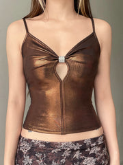 BXOXO Fine Flash Hollow Hook Front Retro Backless Camisole Tops Women Summer Sexy Chic Fashion Blouses