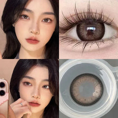 BXOXO 1Pair Brown Myopia Colour Circular Contacts Lenses Natural Brown Eye Lenses Beauty Pupil Gray Lenses Makeup