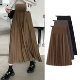 Bxoxo Maternity dress Pleated Thick Warm Maternity Skirts Elastic Waist Belly Casual Clothes for Pregnant Women Clothing Pregnancy