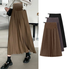 Bxoxo Maternity dress Pleated Thick Warm Maternity Skirts Elastic Waist Belly Casual Clothes for Pregnant Women Clothing Pregnancy