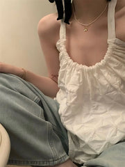 BXOXO Sweet Camis Women 2025 Summer Fashion Backless Solid Slash Neck Female Tank Tops French Style Chic Casual Holiday