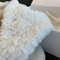 Bxoxo Faux Fur Lamb Hooded Jacket Women Winter Thick Warm Hairy Crop Coat Y2K Loose Streetwear Long Sleeve Zipper Fur Outerwear