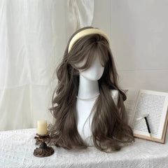 BXOXO Synthetic Wigs Fluffy Natural Long Curly Hair Headband Style Wig Daily Versatile Menthol Brown Wig