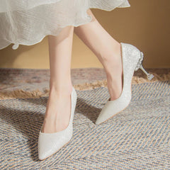 BXOXO Bling Gold Silver Pointed Toe Pumps Women Rhinesthone Thin Heels Party Wedding Shoes Woman Shallow High-Heeled Shoes