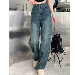 Bxoxo Wide Leg Jeans For Women High Waisted Contrasting Straight Leg Pant Autumn lady Loose Pants Streetwear