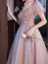 BXOXO Customized Sweet Temperament Square Collar Puff Sleeve Birthday Party Dresses Front Floral Beading Embroidery Robe Simple Lurex