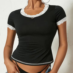 BXOXO Womens Y2k Short Sleeve T-Shirt Summer Vintage Crop Tops Crewneck Fairy Grunge Tee Tops Aesthetic E-Girls Streetwear