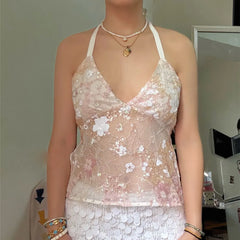 BXOXO Sequin Halter Top for Women Sexy Deep V Neck Beaded Tops Sparkly Glitter Tank Top Going Out Rave Outfits Party Clubwear