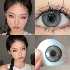 BXOXO 1Pair Myopia Colour Contacts Lenses Circular Natural Gray Blue Eye Lenses Beauty Pupil Black Eyes