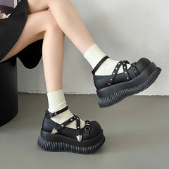 BXOXO Y2K Girls Mary Janes Pumps Buckle Thick Weges Round Toe Platform Shoes Cute Sweet Lolita Classic Brand Pumps