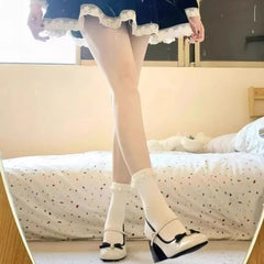 Bxoxo Mary Jane Single Shoes Women's Pearl High Heels Retro Spring New Style French Evening Breeze Style round Toe Rubber Outsole